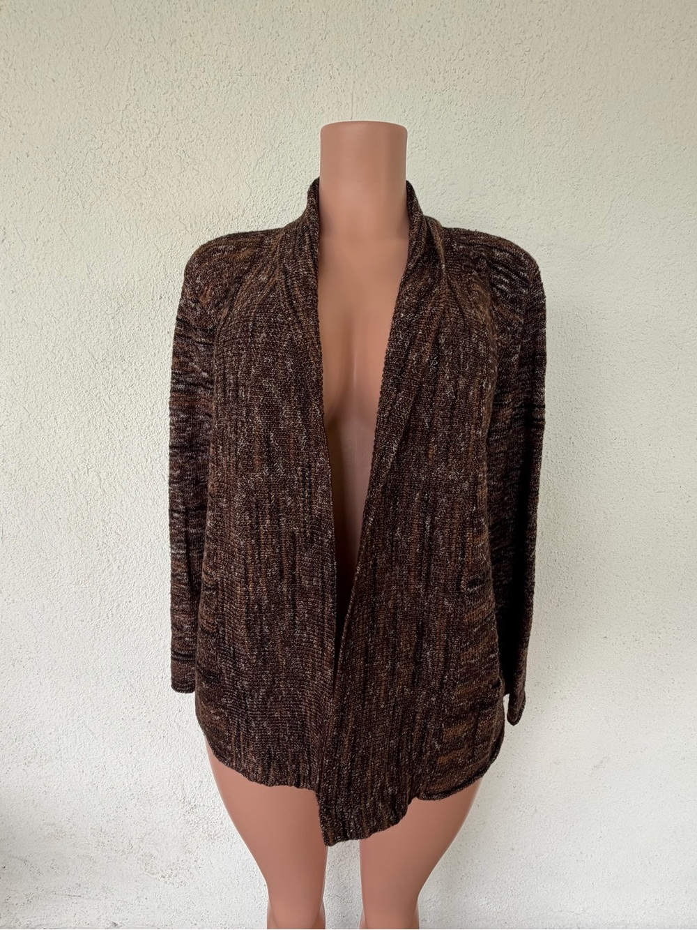 White Stag Brown Marled Open-Front Cardigan